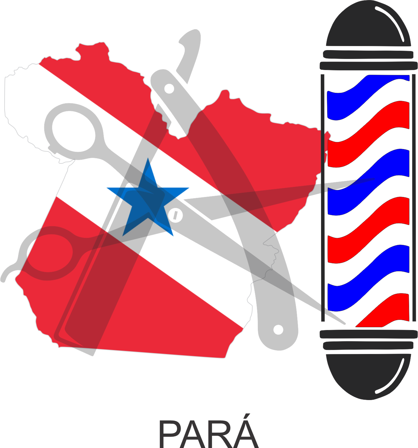 Bandeira do Estado do Pará sobre um esquadro e compasso