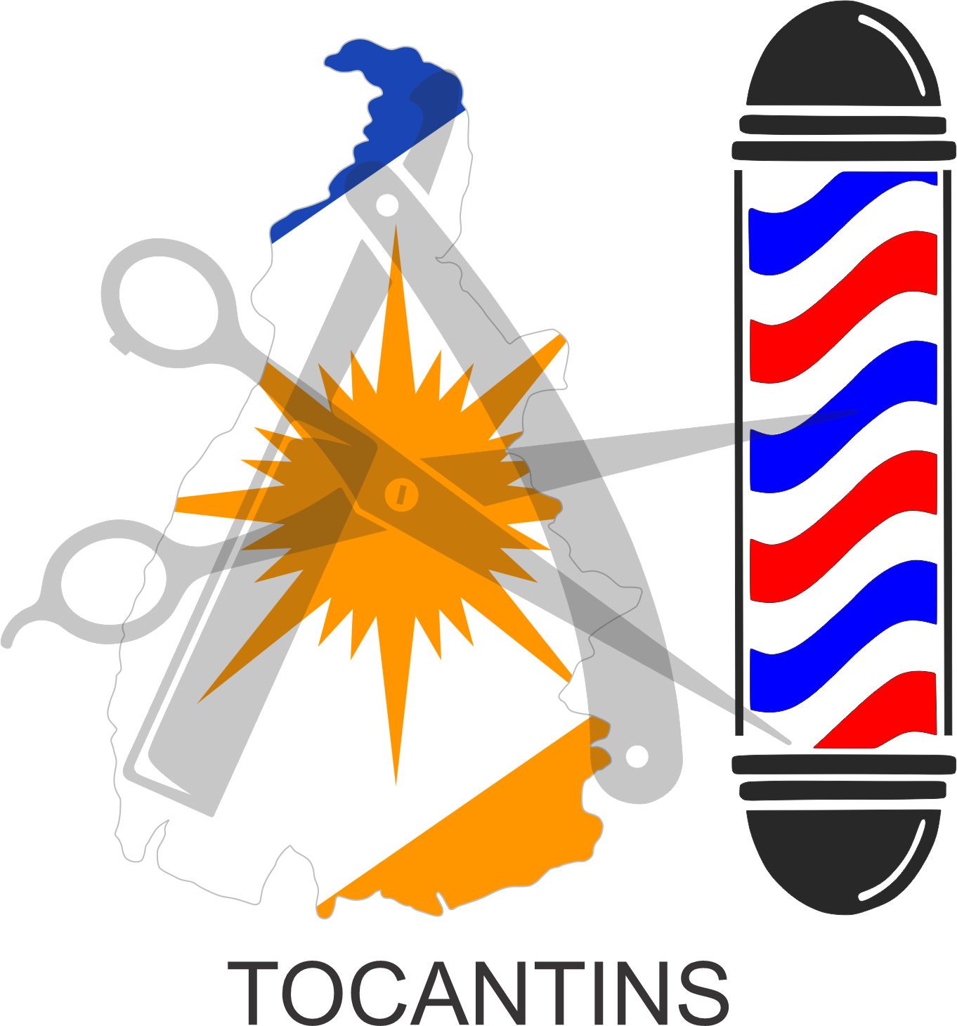 Bandeira do Estado do Tocantins sobre um esquadro e compasso